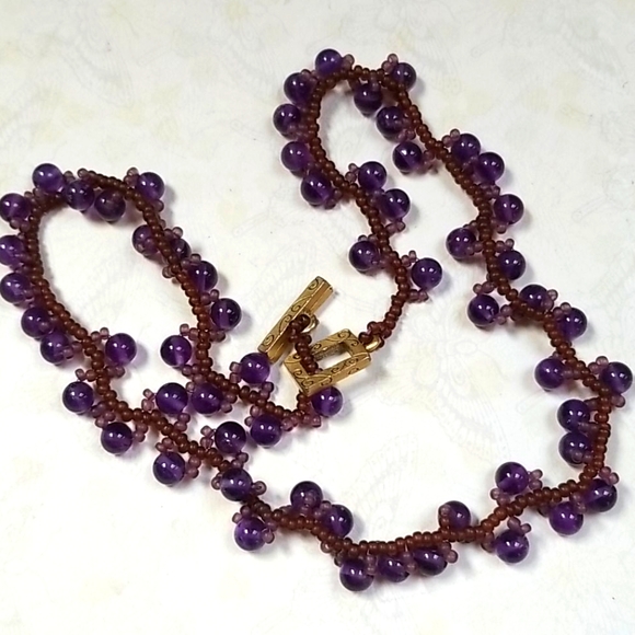 Vintage Hand Crafted Glass Bead Woven Choker Style Necklace - Picture 14 of 16